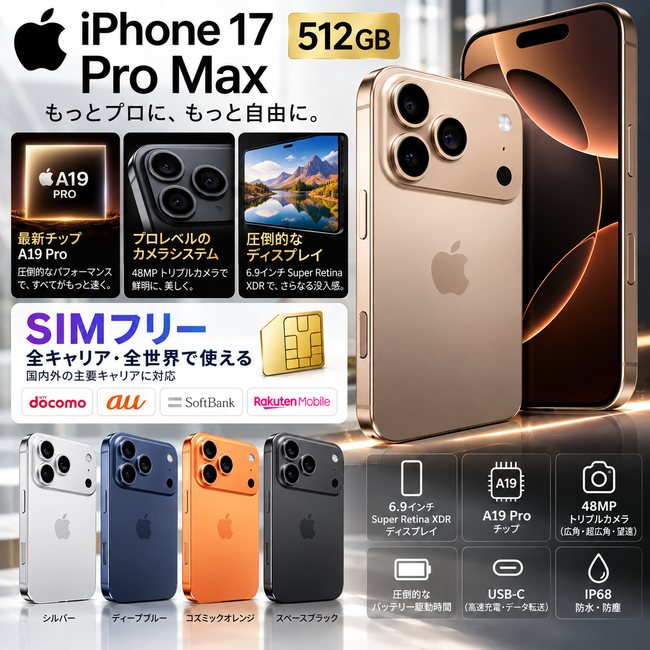 Apple iPhone 17 Pro Max 512GB SIMフリー